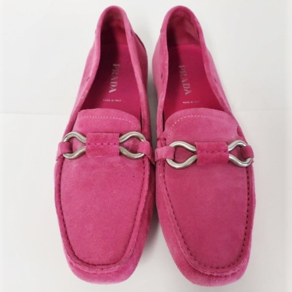 Prada Shoes - Prada Driving Moccasins Pink Suede Size 40